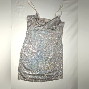 Silver Sequin New Year's Dress - Size M